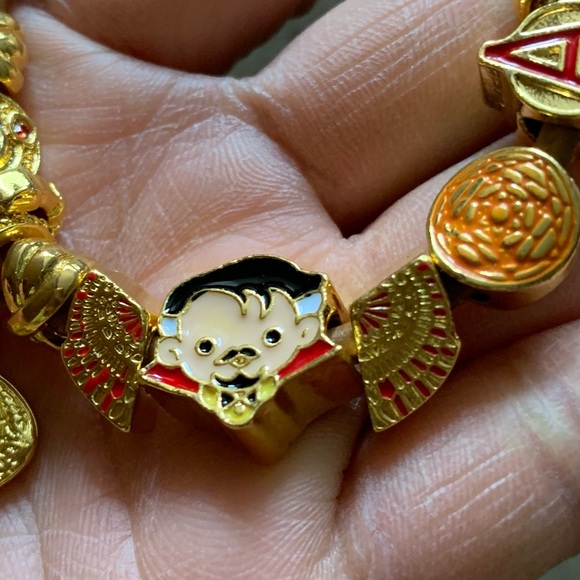 Pandora Tan Leather Slide Bracelet w/ Doctor Strange Theme Charms One Size EUC - Picture 11 of 13